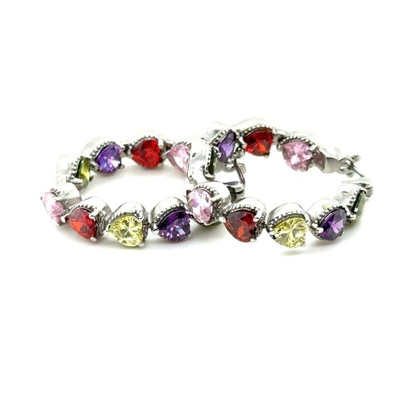 Gorgeous Multicolor Heart Shaped Stones Earrings - Picture 1 of 9